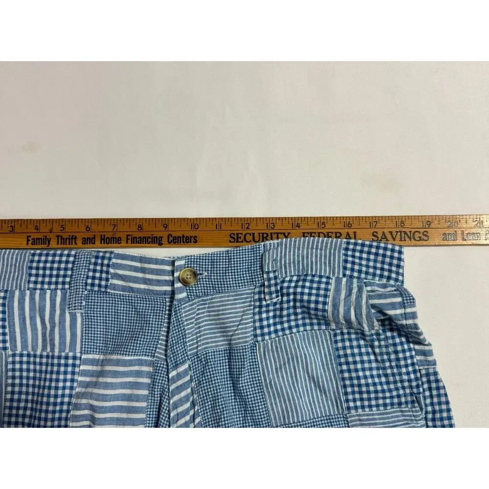 Vintage Siegfried Blue Shorts with Checker Sewn Patches - Men's Size 36